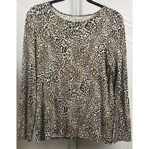 Chico's Top Size 1 Women (M/8) Animal Print Stretch The Ultimate Tee Comfort Top